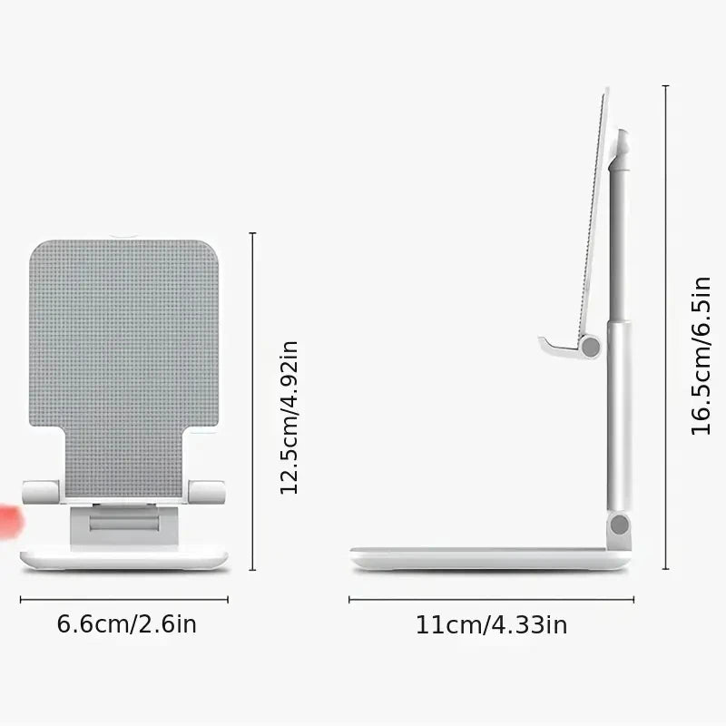 Suporte de celular para mesa ajustável universal com base antiderrapante em fundo branco