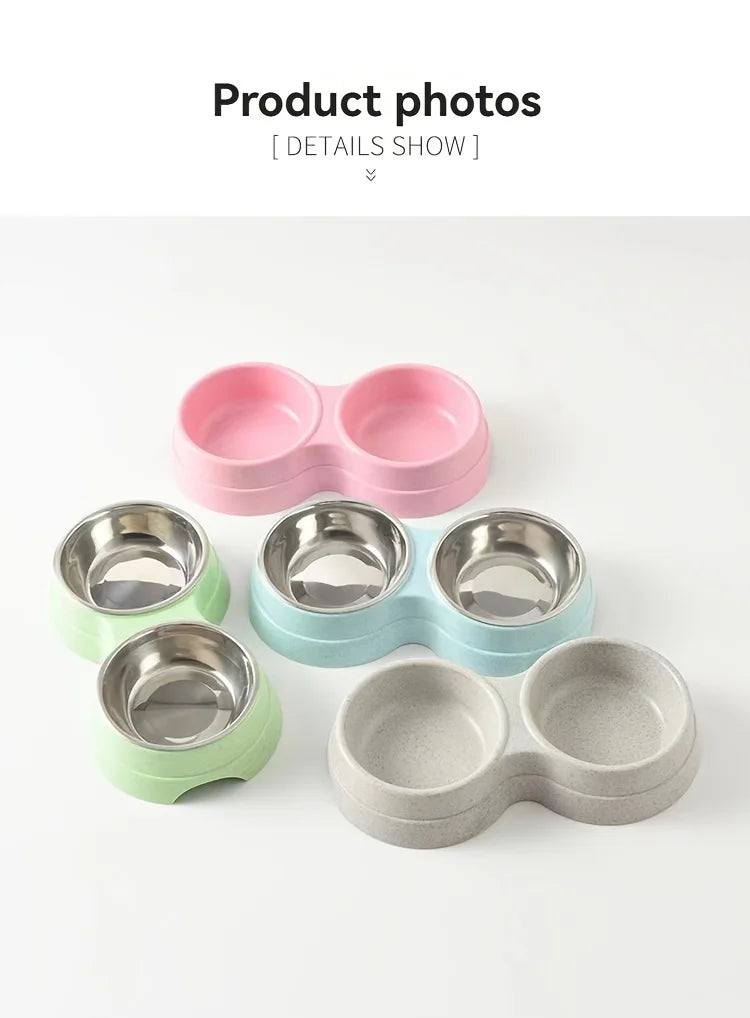 Tigela dupla aço inox para pet antiderrapante em fundo branco