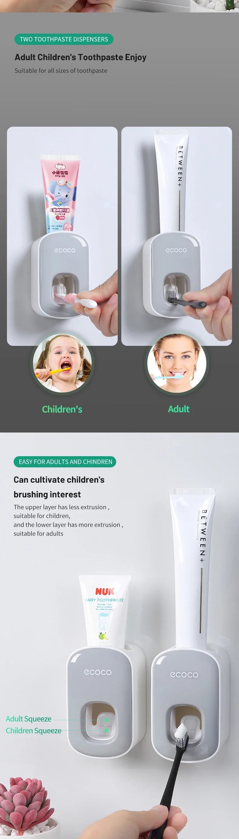 Dispenser automático de pasta de dente de parede em fundo branco