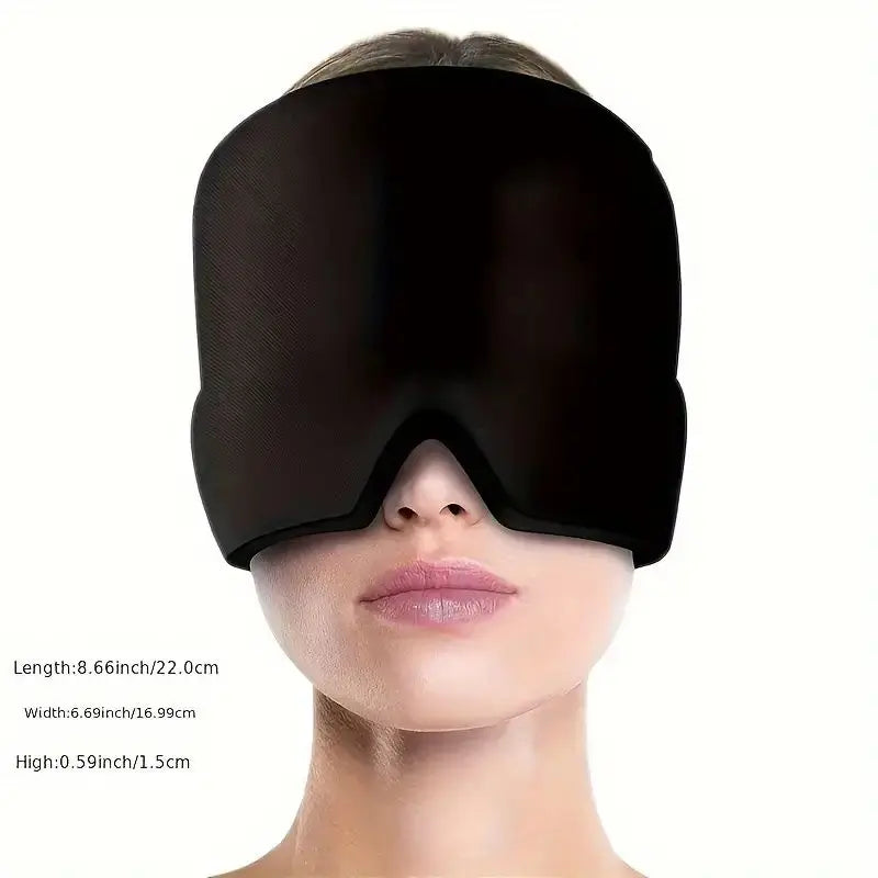 Máscara de gel para olhos com compressa quente e fria em fundo branco