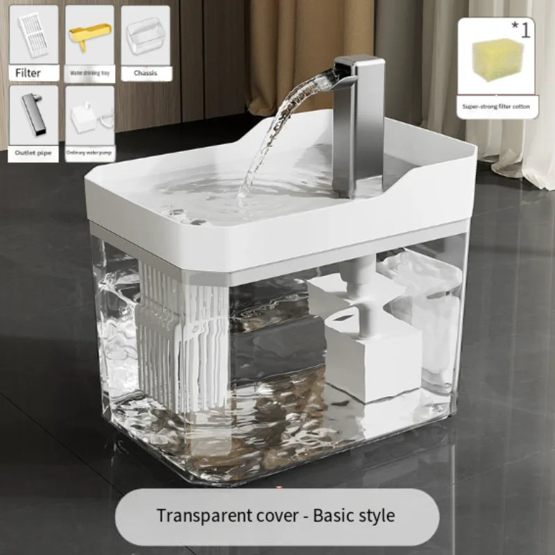 Fonte bebedouro automático para gatos e cães USB com filtro em fundo branco