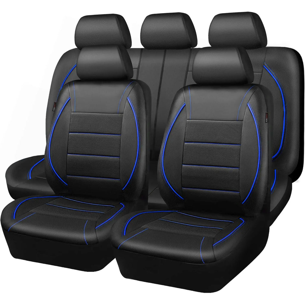 Capa universal para banco de carro em couro impermeável kit 5 bancos em fundo branco