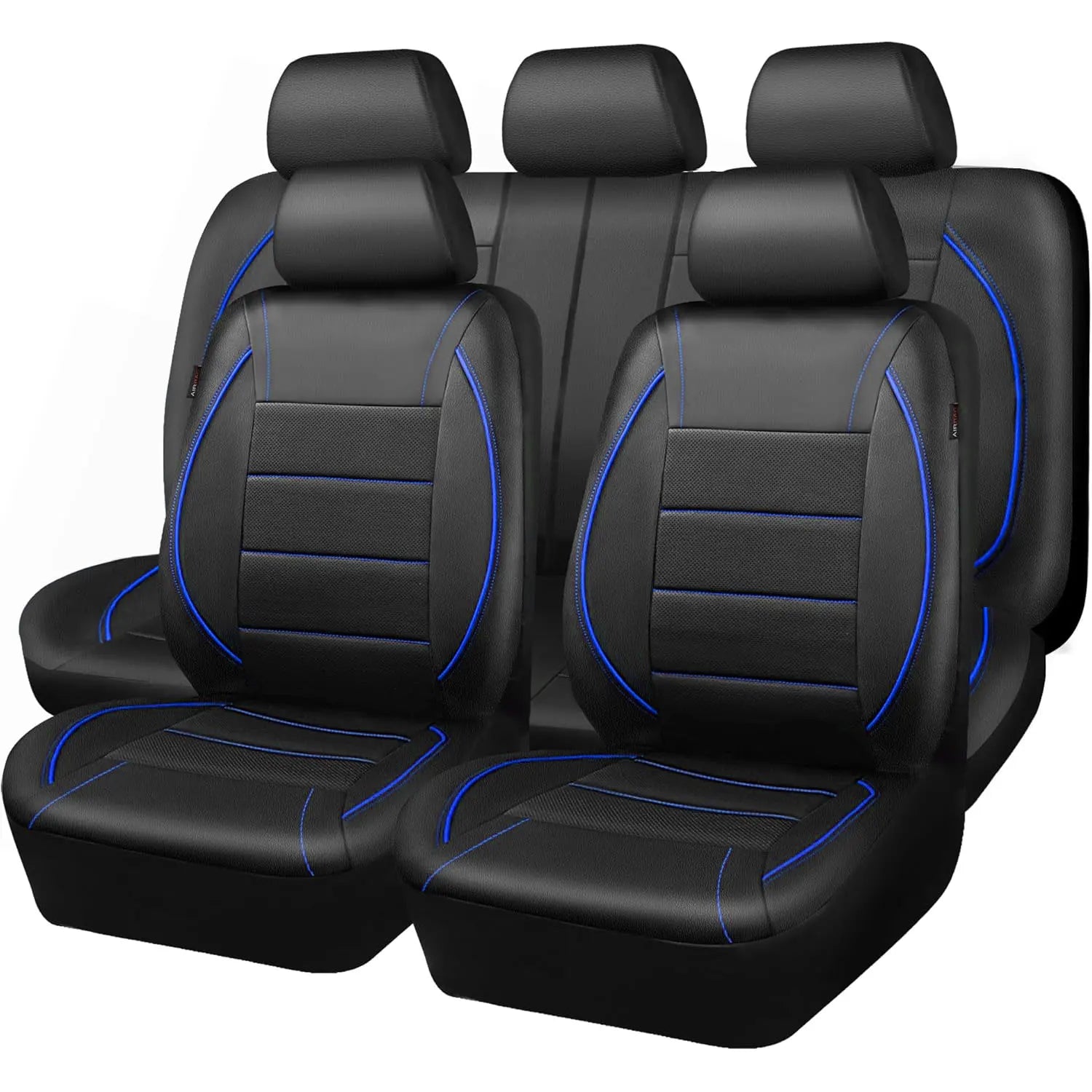 Capa universal para banco de carro em couro impermeável kit 5 bancos em fundo branco