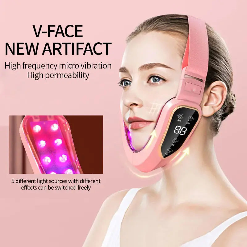 Massageador facial fototerapia LED vibração lifting em fundo branco
