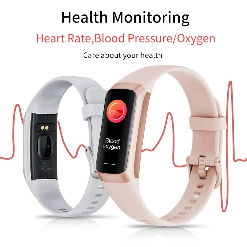 Smartwatch amoled com monitor cardíaco em fundo branco