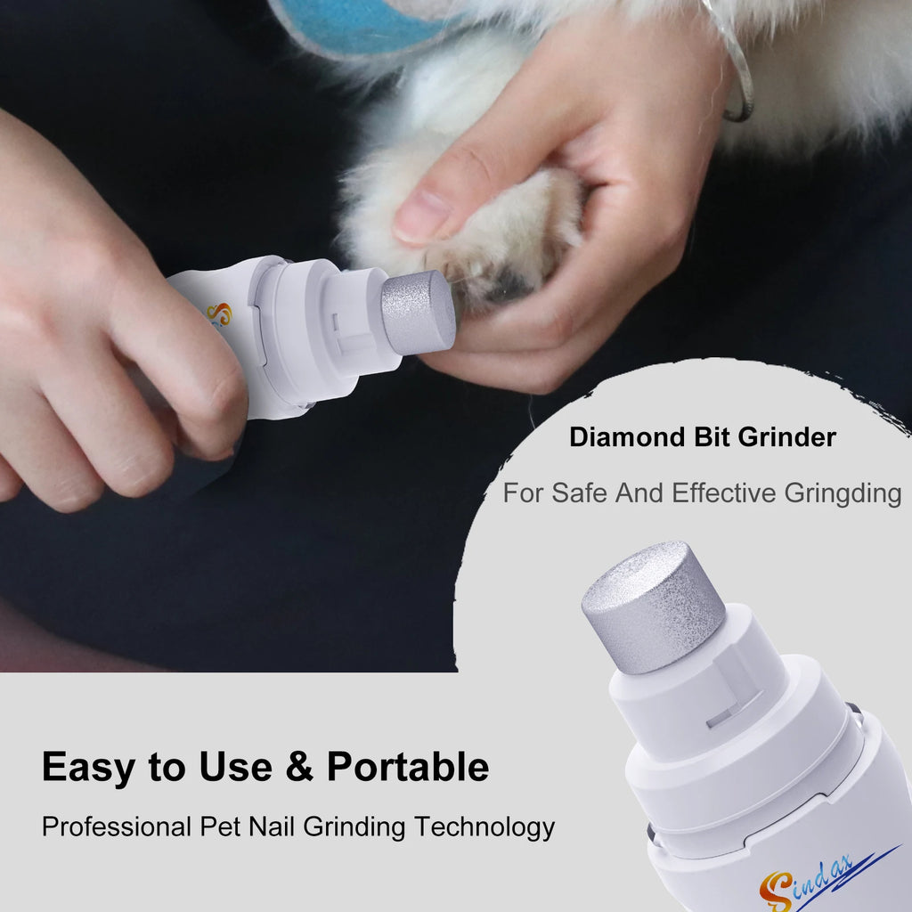 Lixa elétrica de unhas para pets USB recarregável em fundo branco