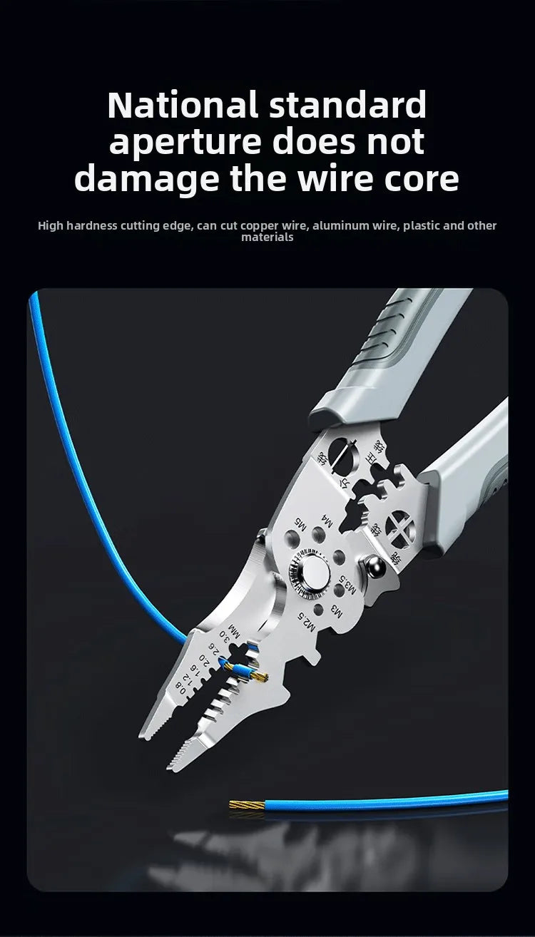 Alicate multifuncional desencapador de fio em fundo branco