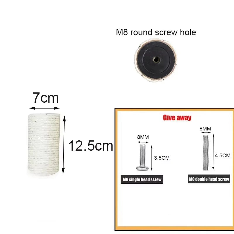 Arranhador para gatos poste com corda sisal e base antiderrapante em fundo branco