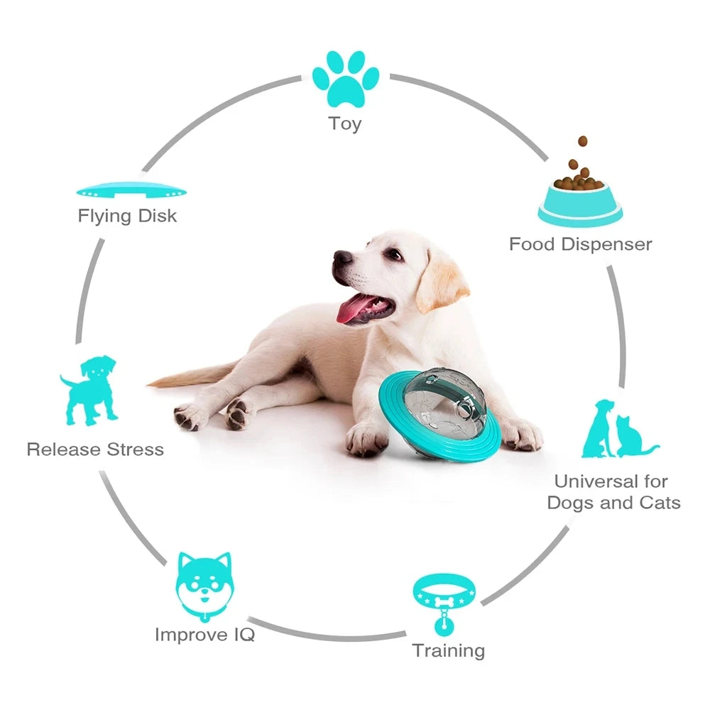 Brinquedo interativo para pet dispenser de petiscos em formato de bola em fundo branco