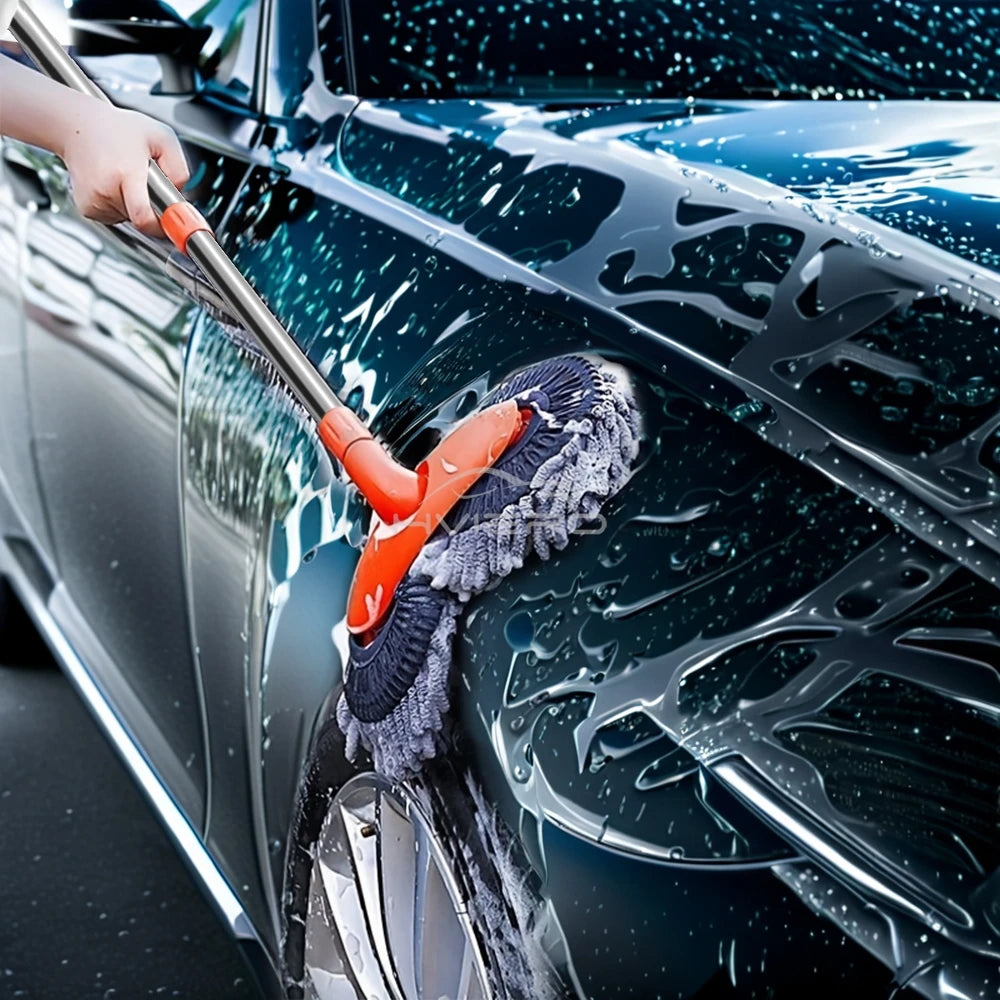 Kit de limpeza automotiva multiuso microfibra com escova e esponja em fundo branco