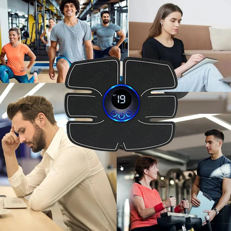 Aparelho EMS abdominal tonificador muscular em fundo branco