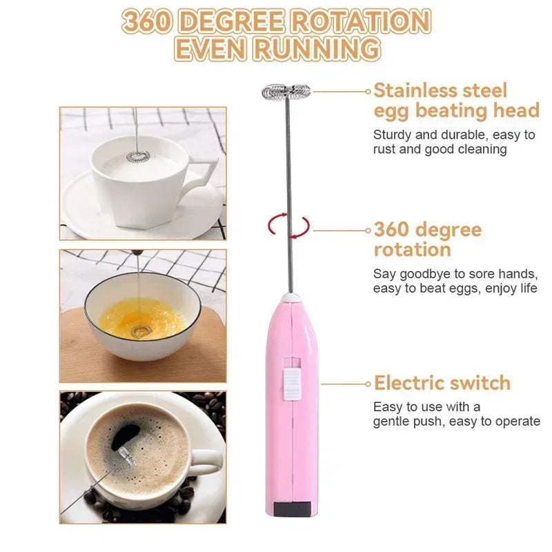 Batedor elétrico de leite e ovos mini mixer portátil em fundo branco
