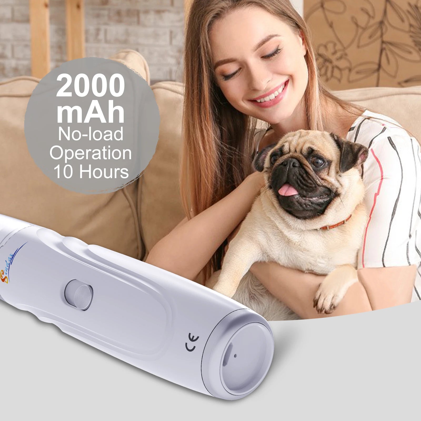 Lixa elétrica de unhas para pets USB recarregável em fundo branco