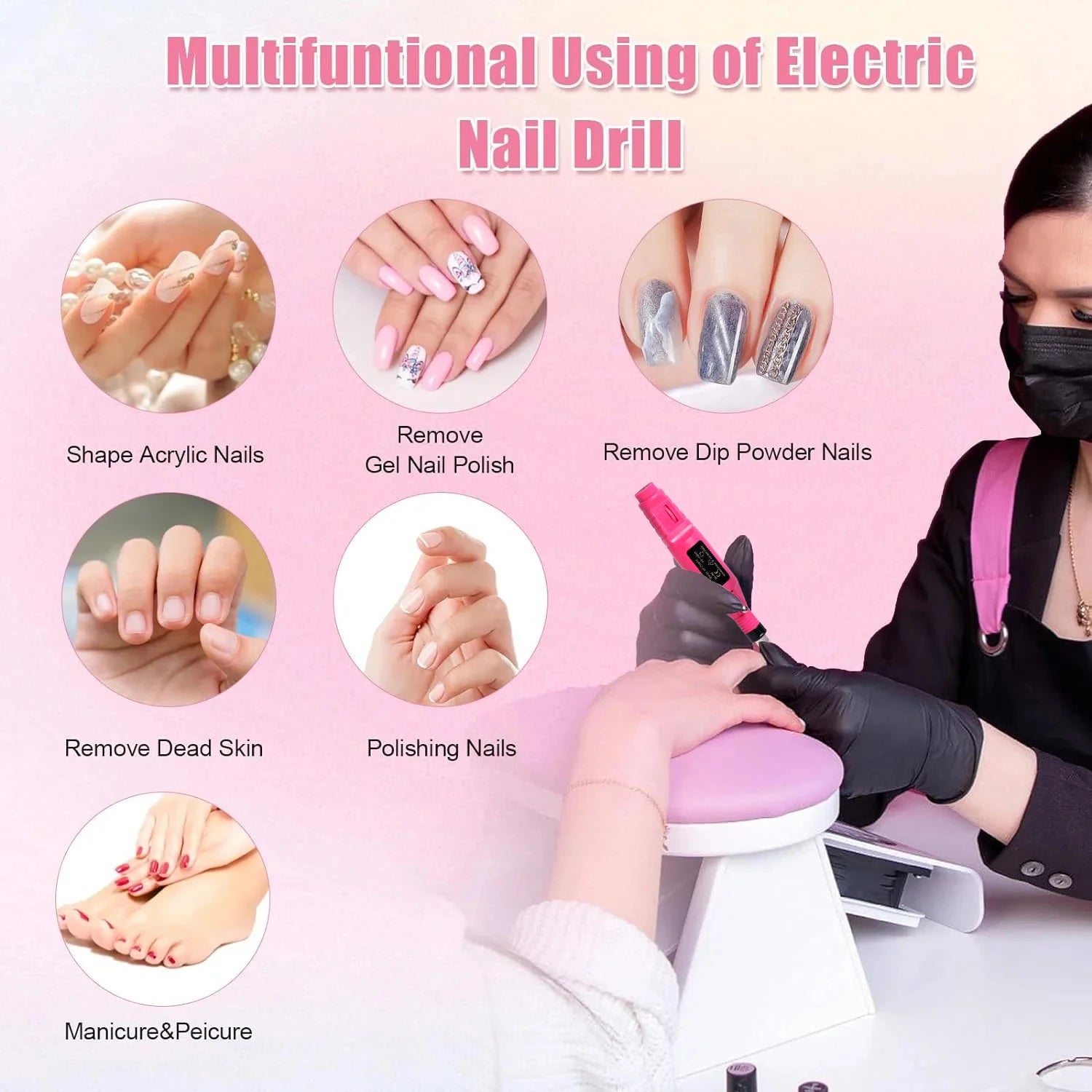 Kit Manicure Pedicure Elétrico com Lixas Intercambiáveis 5