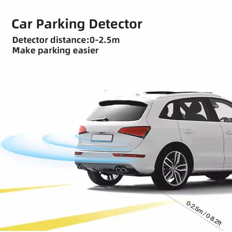 Kit sensor de estacionamento com 4 sensores e alarme sonoro em fundo branco