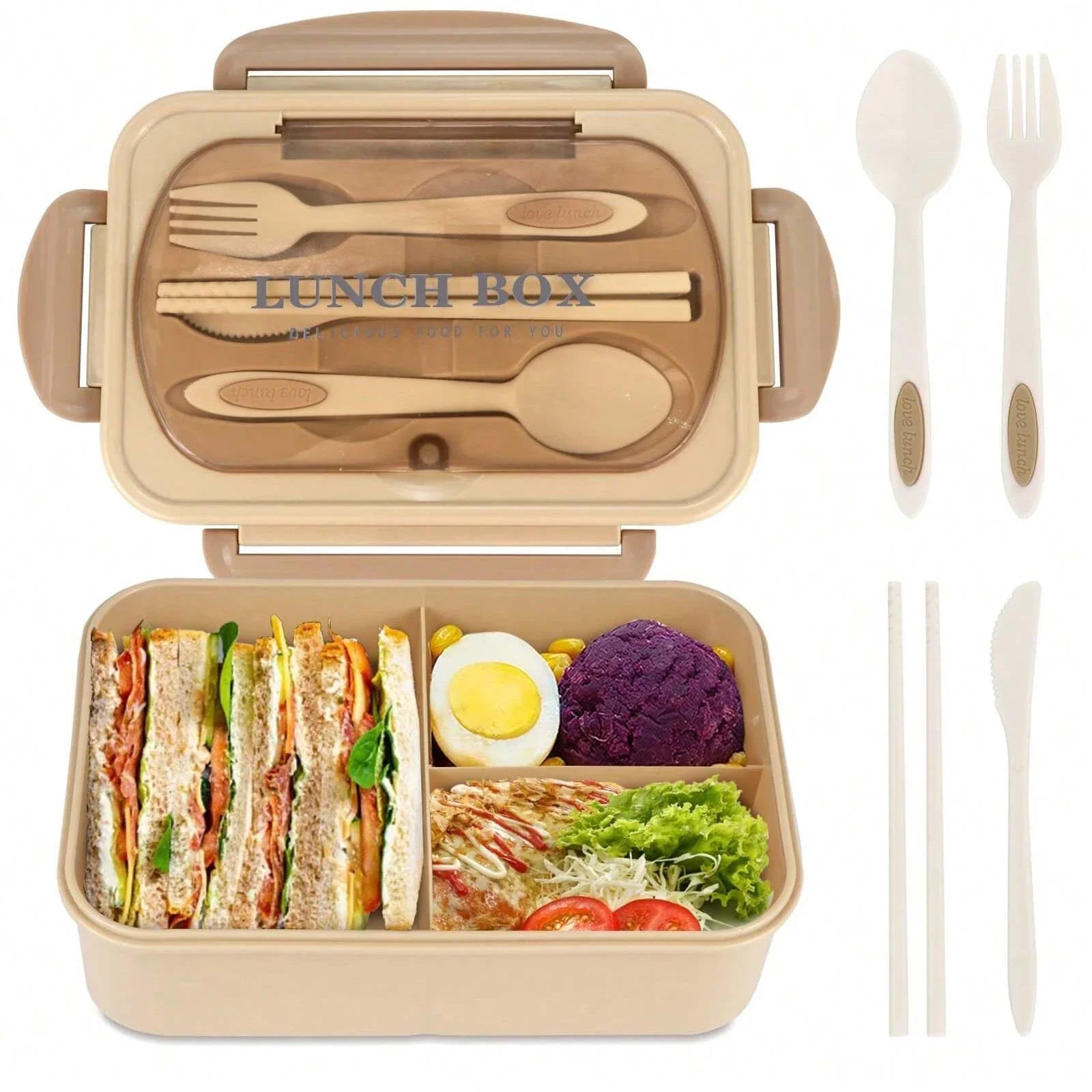 Marmita bento box adulto com 4 compartimentos em fundo branco