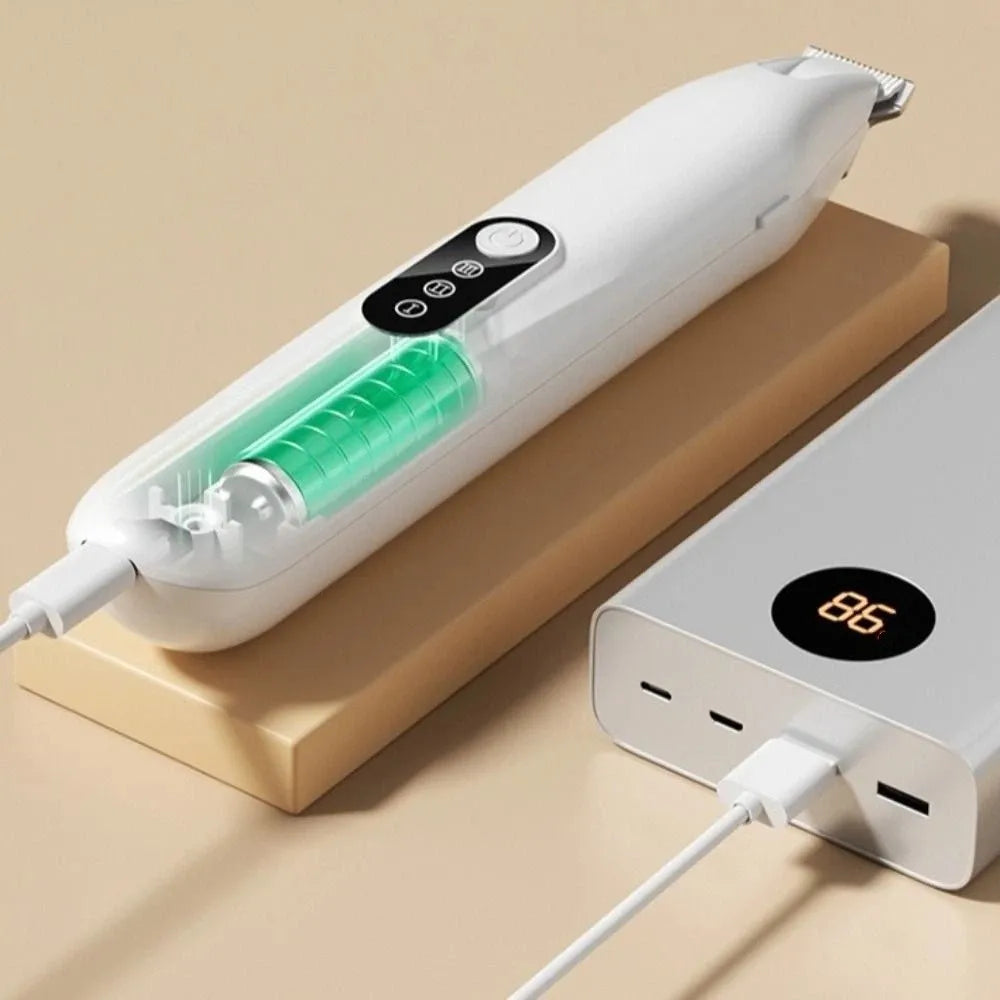 Aparador de patas pet elétrico com luz LED em fundo branco