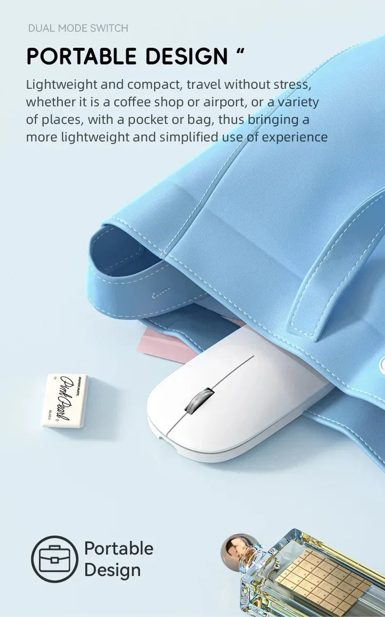 Mouse sem fio recarregável silencioso bluetooth em fundo branco