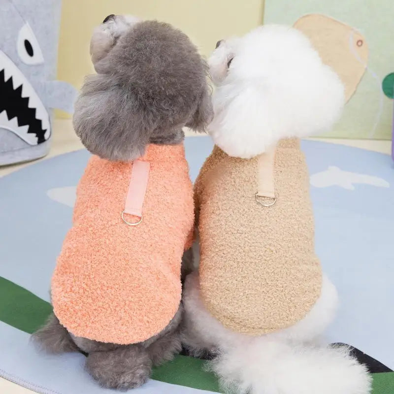 Roupinha suéter de inverno para cães em tricô macio com gola alta em fundo branco