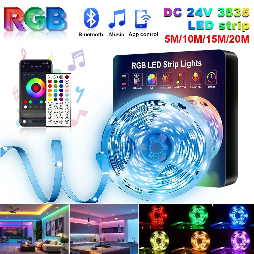 Fita LED RGB 5m Bluetooth Controle App e Música 6