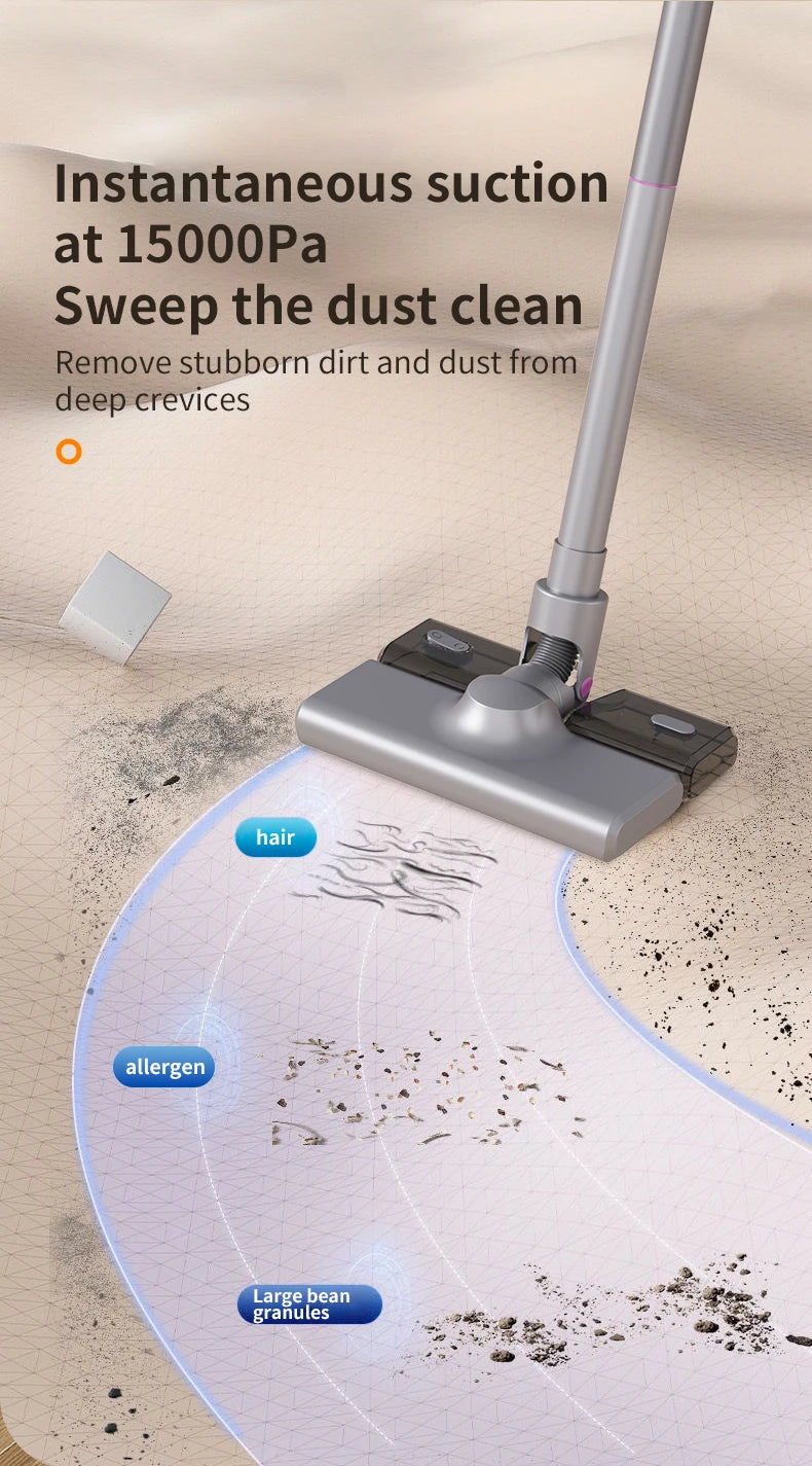 Aspirador vertical sem fio 15000Pa portátil 2 em 1 em fundo branco