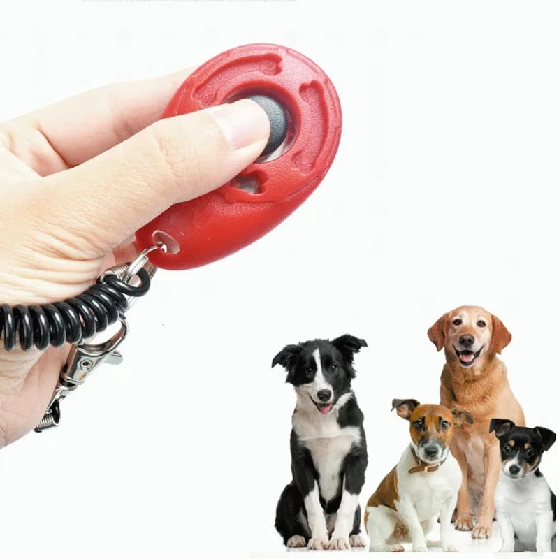 Clicker de treinamento com alça de pulso em fundo branco