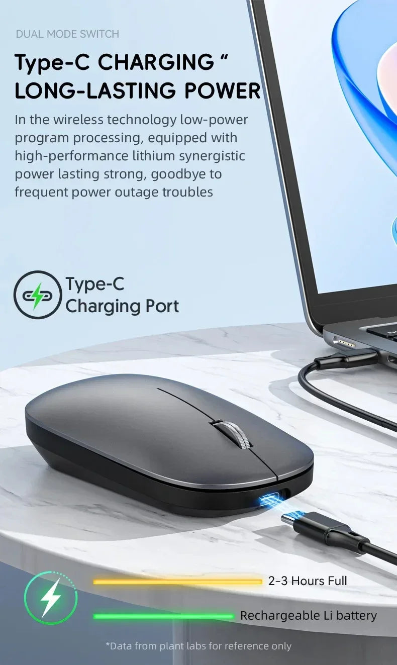 Mouse sem fio recarregável silencioso bluetooth em fundo branco