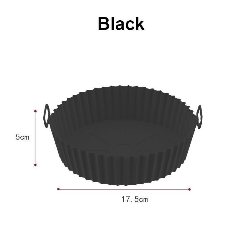 Forma de silicone para air fryer reutilizável antiaderente em fundo branco