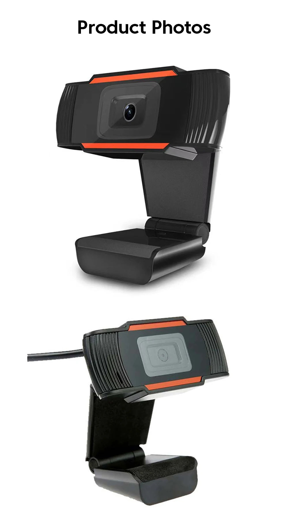 Webcam HD 1080P USB com microfone em fundo branco