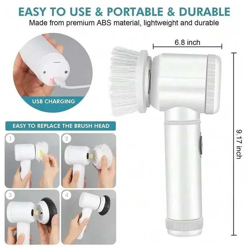 Escova elétrica recarregável para limpeza de banheiro e rejunte em fundo branco