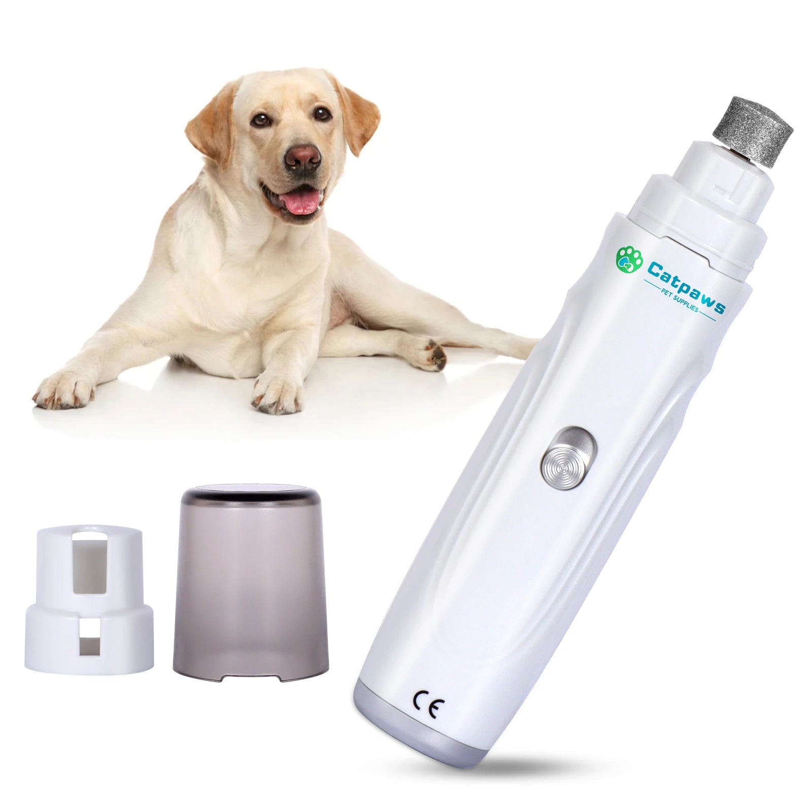 Lixa elétrica de unhas para pets USB recarregável em fundo branco