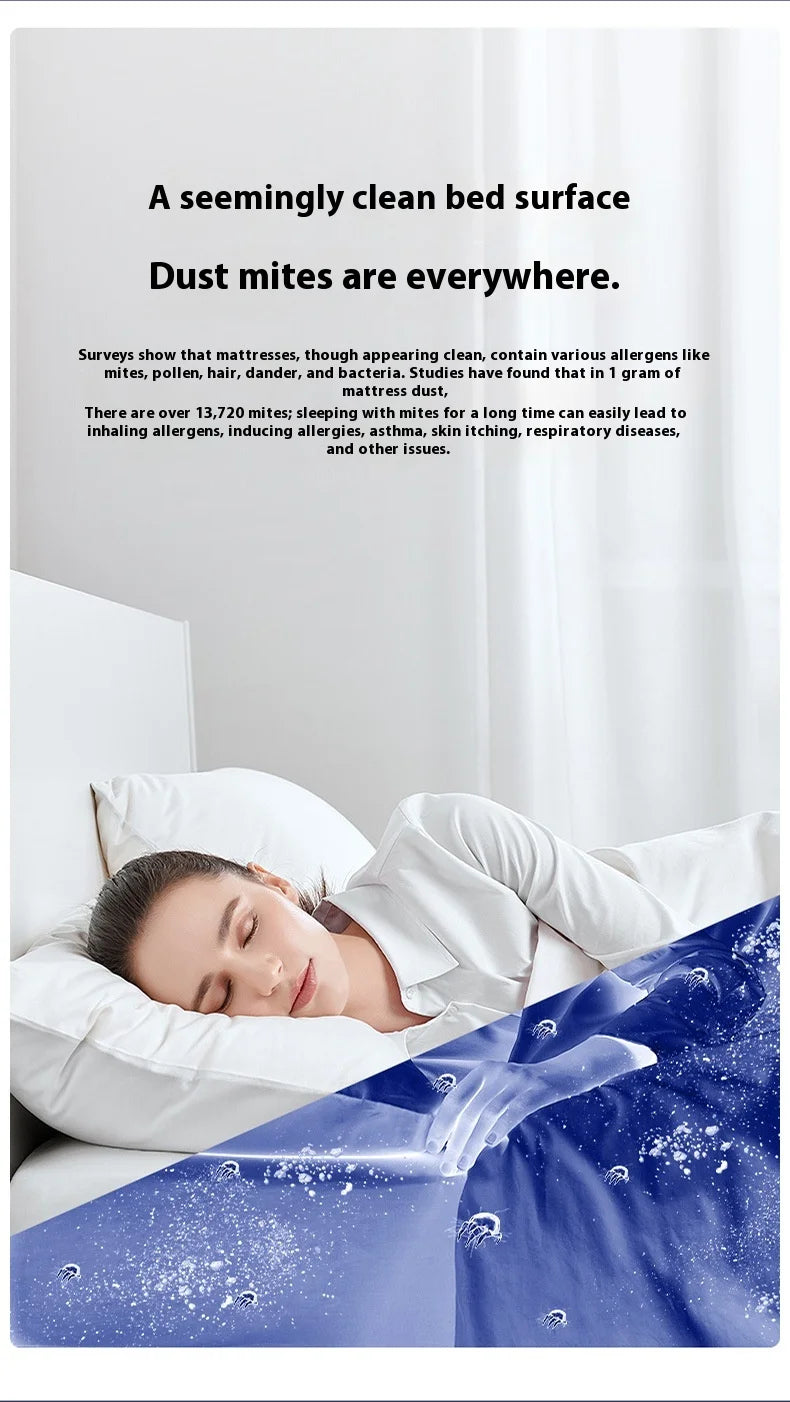 Aspirador de colchão portátil com luz UV 12000Pa em fundo branco