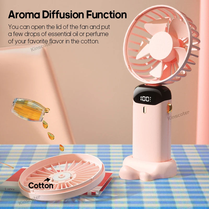 Mini Ventilador de Pescoço Dobrável 5 Velocidades USB 4