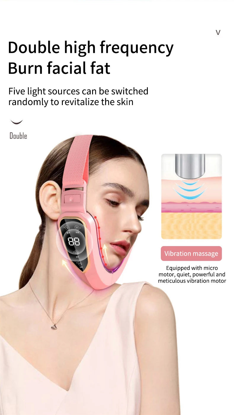 Massageador facial fototerapia LED vibração lifting em fundo branco