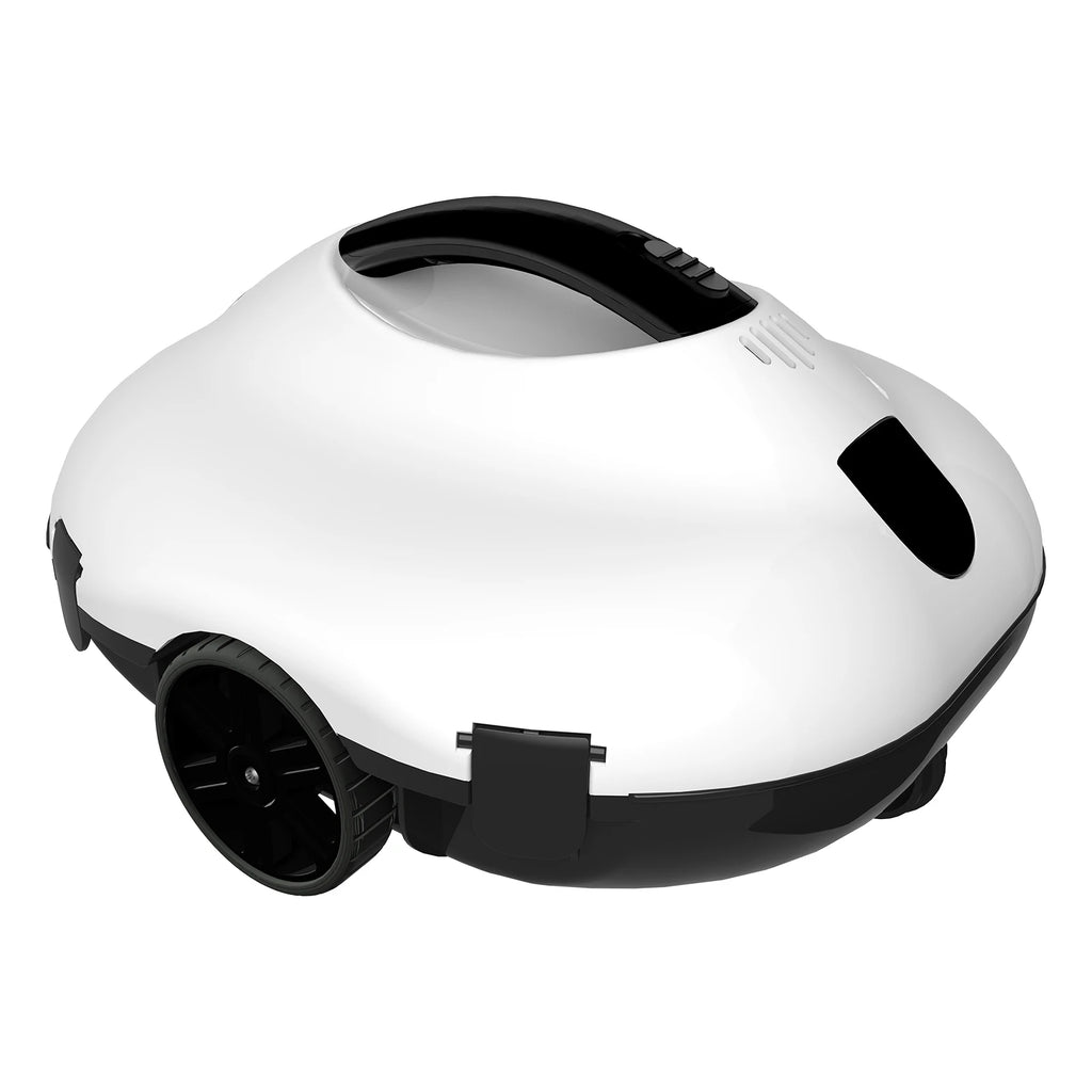 Robô limpador de piscina automático sem fio em fundo branco
