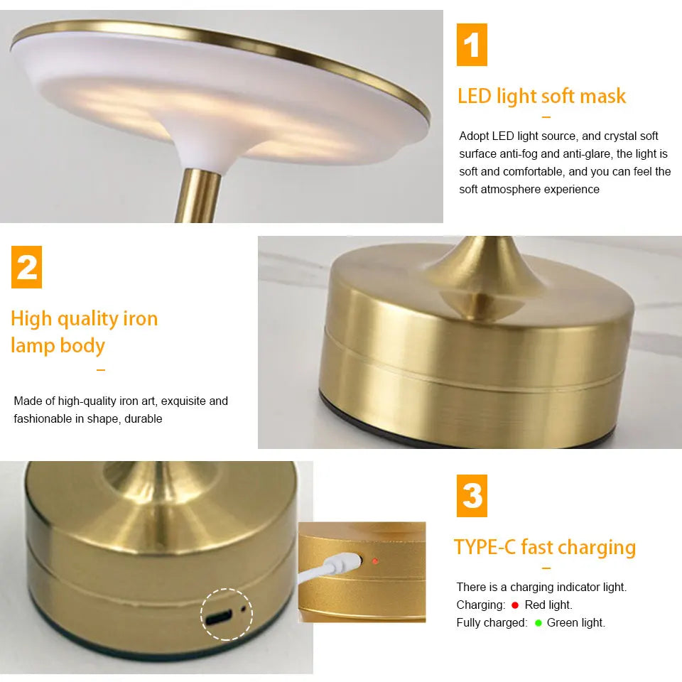 Luminária LED de Mesa Sensor Toque Recarregável USB - Foto 6