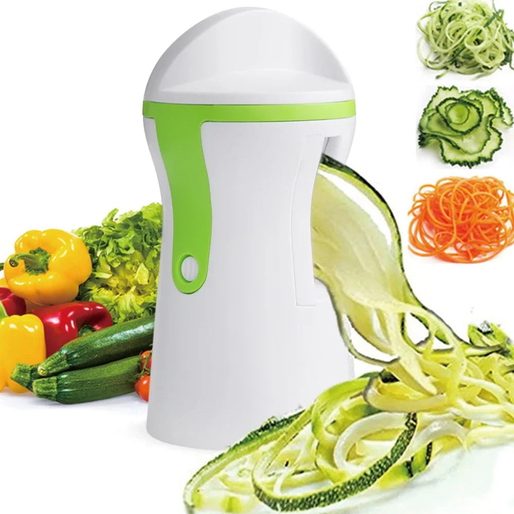 Espiralizador manual de legumes para macarrão de abobrinha em fundo branco