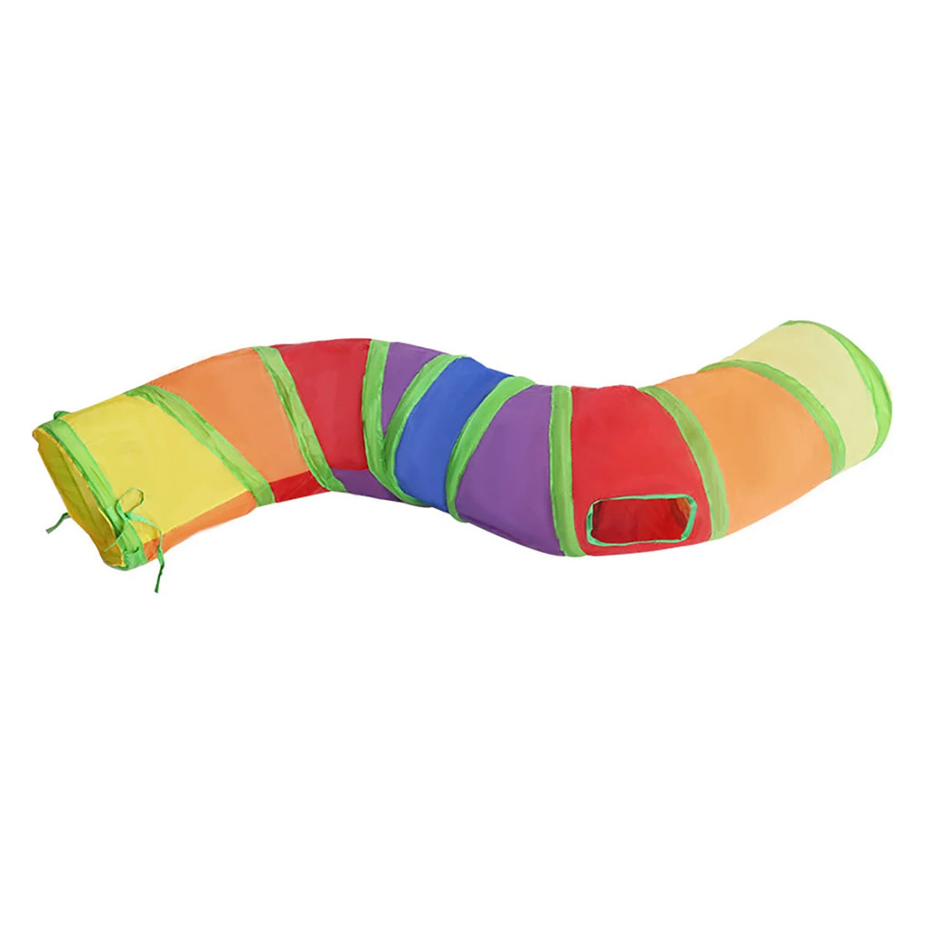 Túnel dobrável para gatos brinquedo interativo em fundo branco