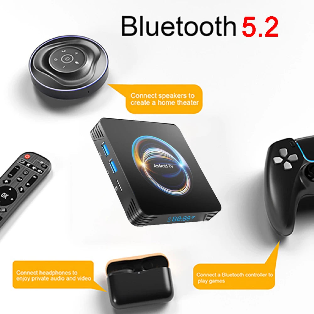 TV Box Android Smart 8K HDMI WiFi em fundo branco
