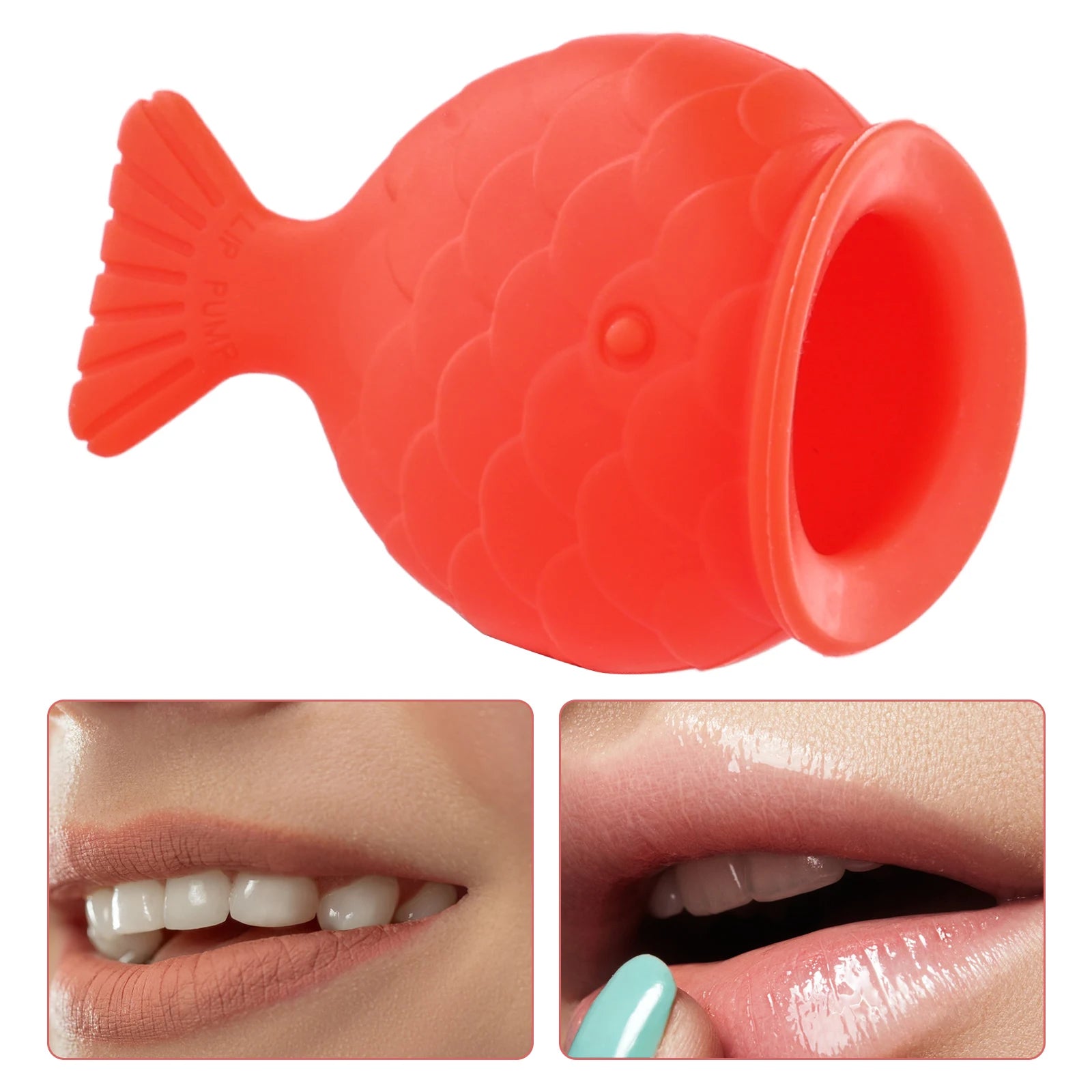 Lip plumper sucção labial de silicone para aumento de volume em fundo branco