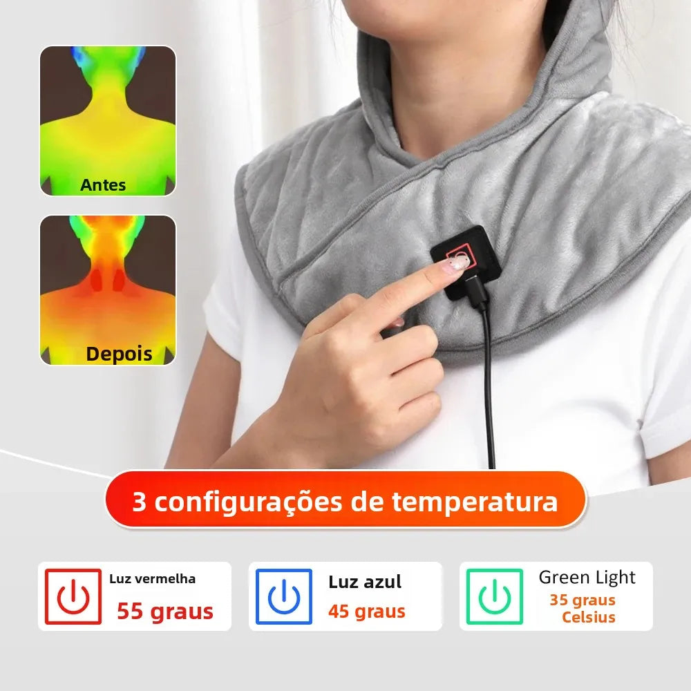 Almofada térmica aquecida USB para pescoço ombro e costas em fundo branco