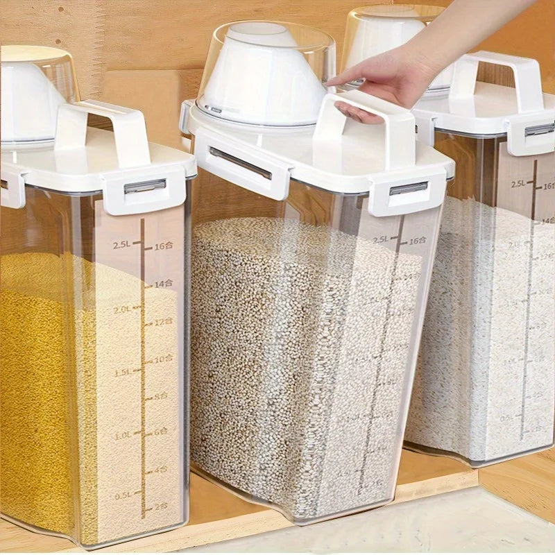 Kit potes herméticos plásticos com tampa 4 peças organizador pantry em fundo branco