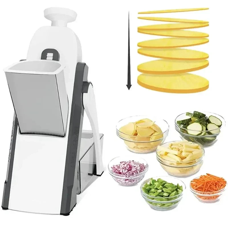 Ralador multifuncional 4 em 1 com coletor recipiente em aço inox em fundo branco