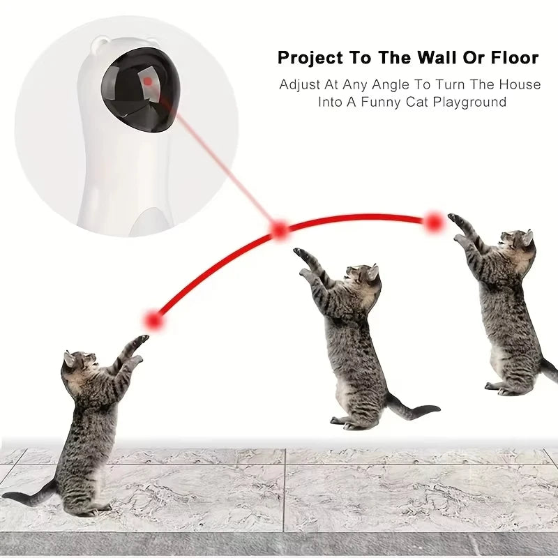 Brinquedo laser automático para gato com timer e movimento giratório em fundo branco