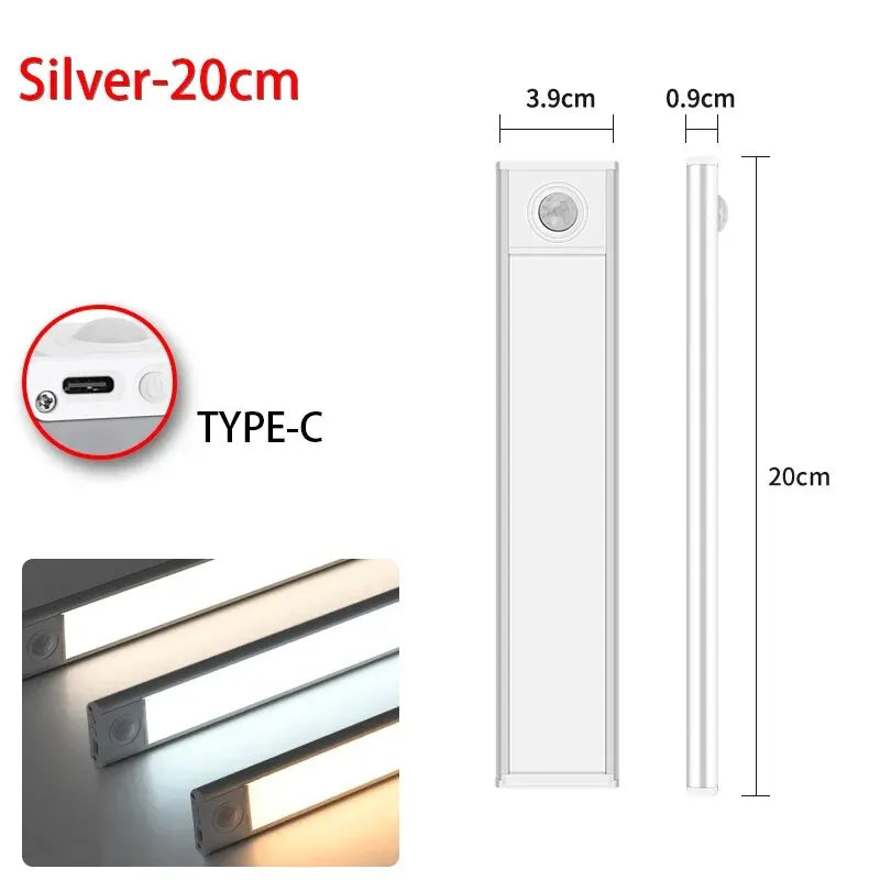 Luz noturna LED com sensor de movimento em fundo branco