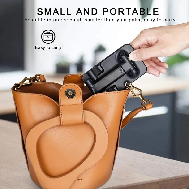 Suporte de celular para mesa ajustável universal com base antiderrapante em fundo branco
