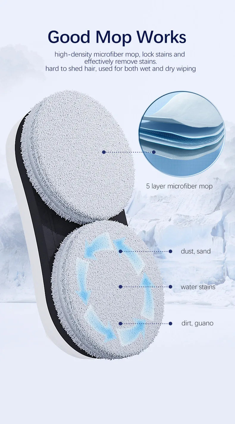 Limpador de vidros inteligente elétrico com controle remoto em fundo branco