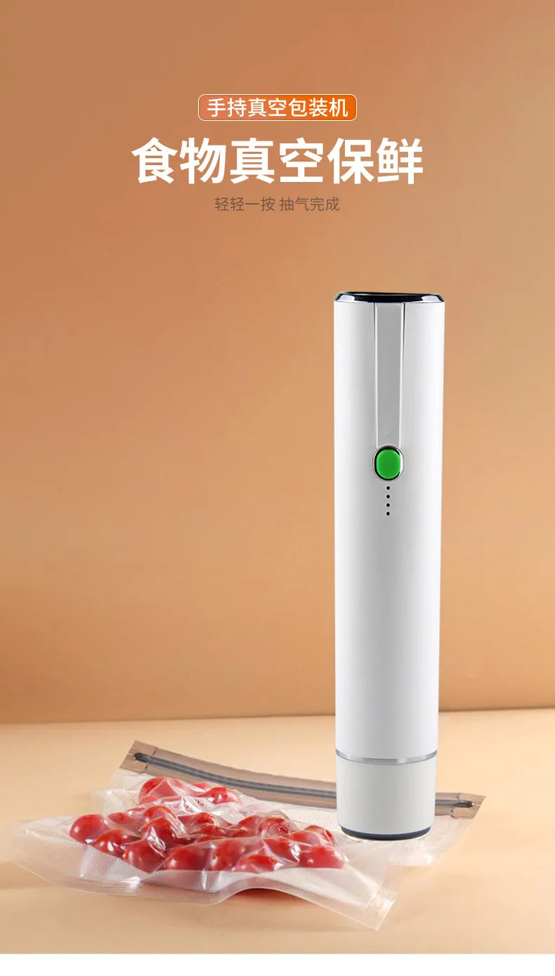 Seladora a vácuo portátil manual elétrica para alimentos em fundo branco