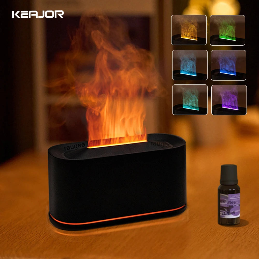 Difusor aromatizador vulcão com chama LED em fundo branco