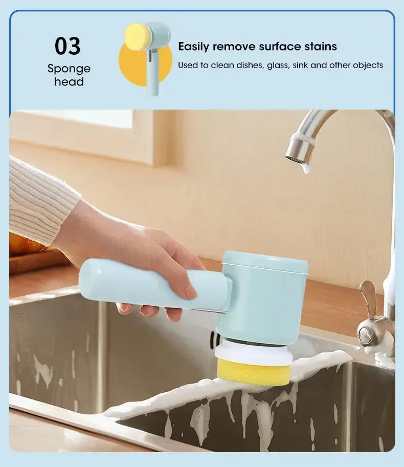 Escova elétrica recarregável para limpeza de banheiro e rejunte em fundo branco